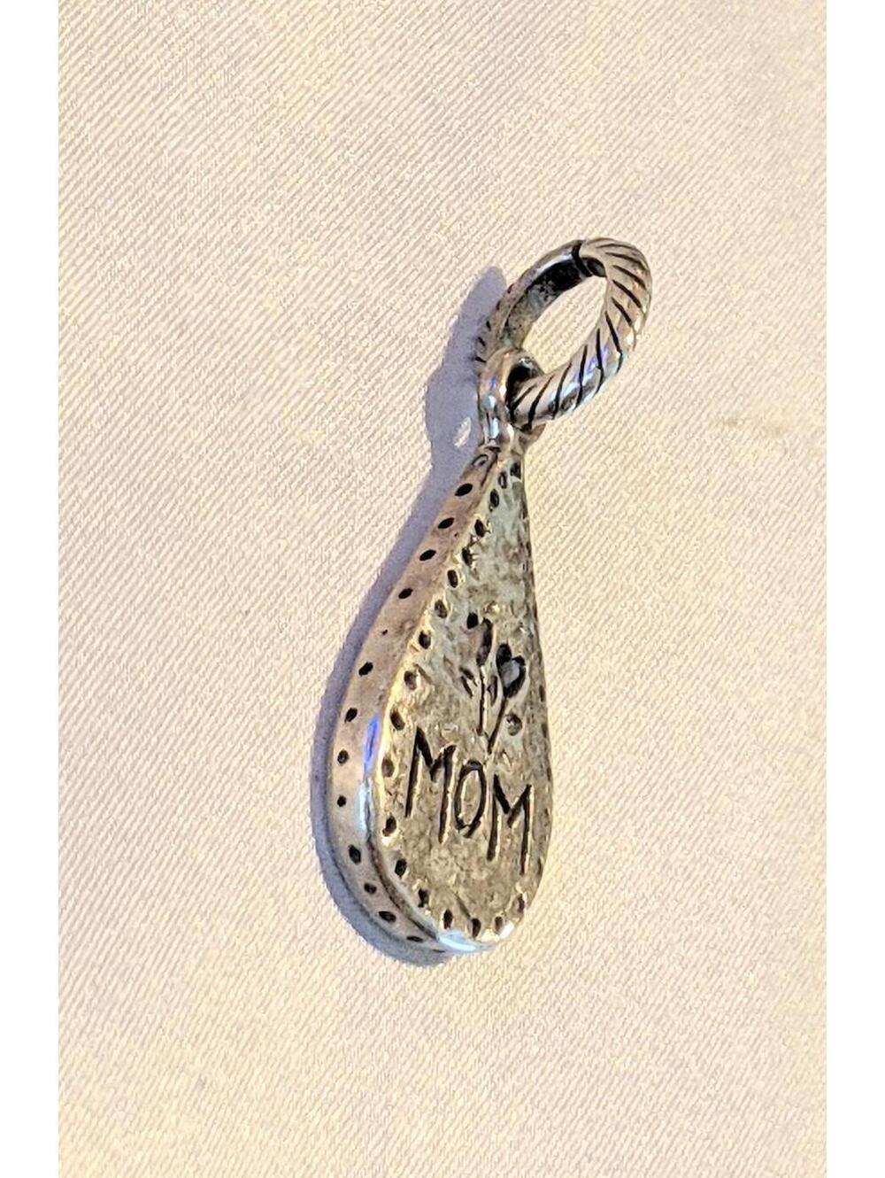 Brighton MOM Double-Sided Charm Silver Plated Teardrop Pierced Hearts GUC - Picture 4 of 4